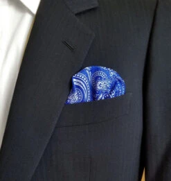100% Silk Pocket Square - Royal Blue Baroque Design 12.5 X 12.5 -Suit Discount Store 001 11 5 96131.1608933129