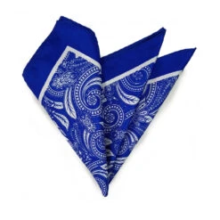 100% Silk Pocket Square - Royal Blue Baroque Design 12.5 X 12.5 -Suit Discount Store 001 11 84383.1608933129