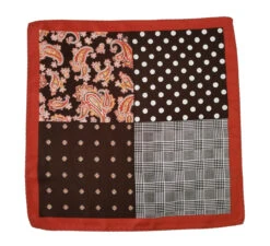 100% Silk Pocket Square Brown Polka Dots With Copper Paisleys 12.5in -Suit Discount Store 001 17 3 32420.1609426907