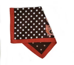 100% Silk Pocket Square Brown Polka Dots With Copper Paisleys 12.5in -Suit Discount Store 001 17 4 98296.1609426906