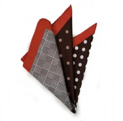 100% Silk Pocket Square Brown Polka Dots With Copper Paisleys 12.5in -Suit Discount Store 001 17b 45752.1609426906