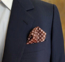 100% Silk Pocket Square - Salmon & Brown Polka Dot 12.5in X 12.5in -Suit Discount Store 001 18 3 04254.1609426946