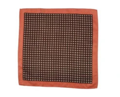 100% Silk Pocket Square - Salmon & Brown Polka Dot 12.5in X 12.5in -Suit Discount Store 001 18 4 61940.1609426946