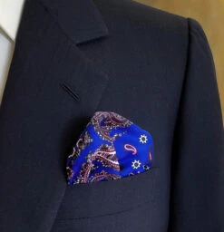 100% Silk Pocket Square - Navy & Pink Paisley & Royal Blue Medallion Design 12.5 X 12.5 -Suit Discount Store 001 27 4 39372.1609426927