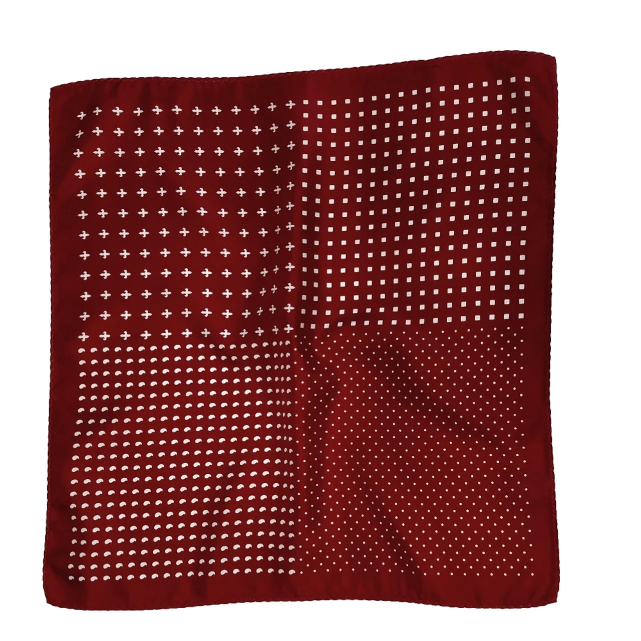 100% Silk Pocket Square - Ruby Red & White Dots & Fleur De Lis 12.5in 5 100% Silk Pocket Square - Ruby Red & White Dots & Fleur De Lis 12.5in - Image 5