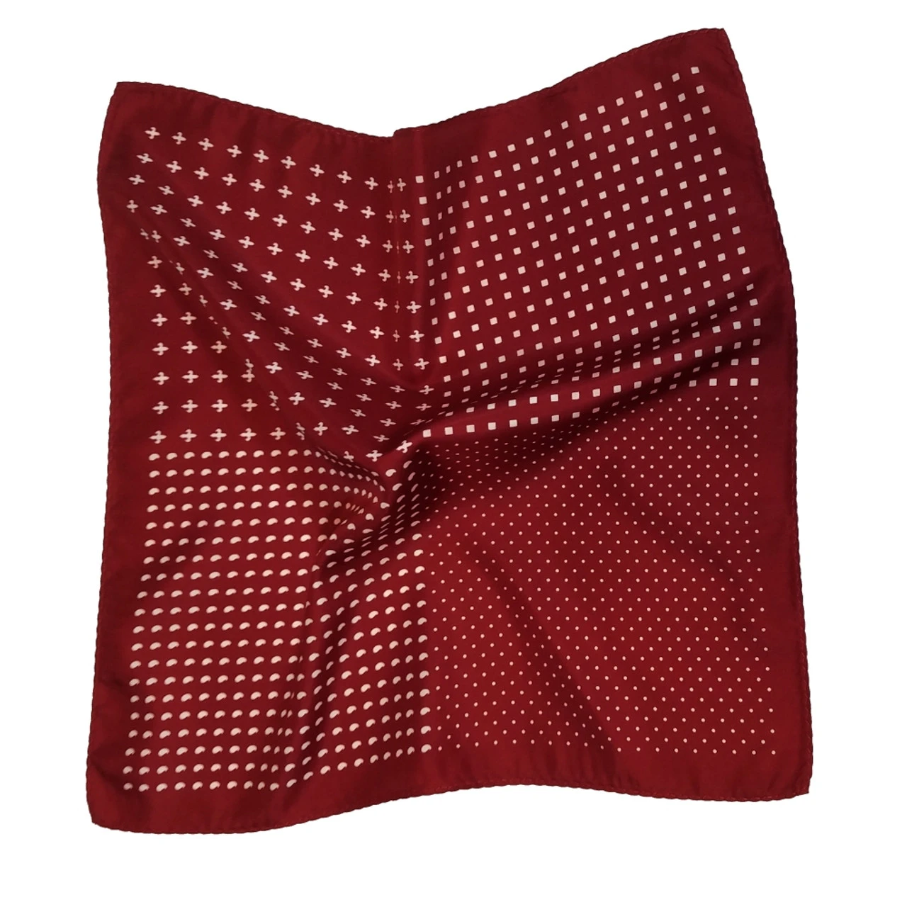 100% Silk Pocket Square - Ruby Red & White Dots & Fleur De Lis 12.5in 6 100% Silk Pocket Square - Ruby Red & White Dots & Fleur De Lis 12.5in - Image 6