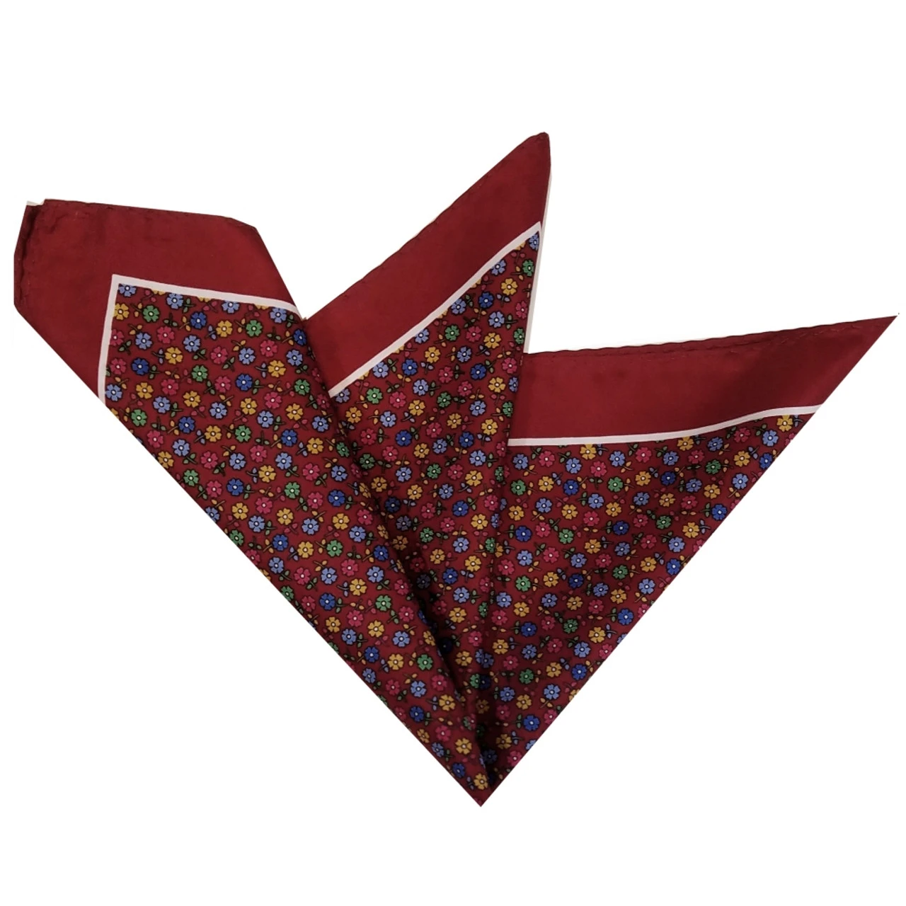 100% Silk Pocket Square - Ruby Red With Petite Flowers 12.5in 1 100% Silk Pocket Square - Ruby Red With Petite Flowers 12.5in