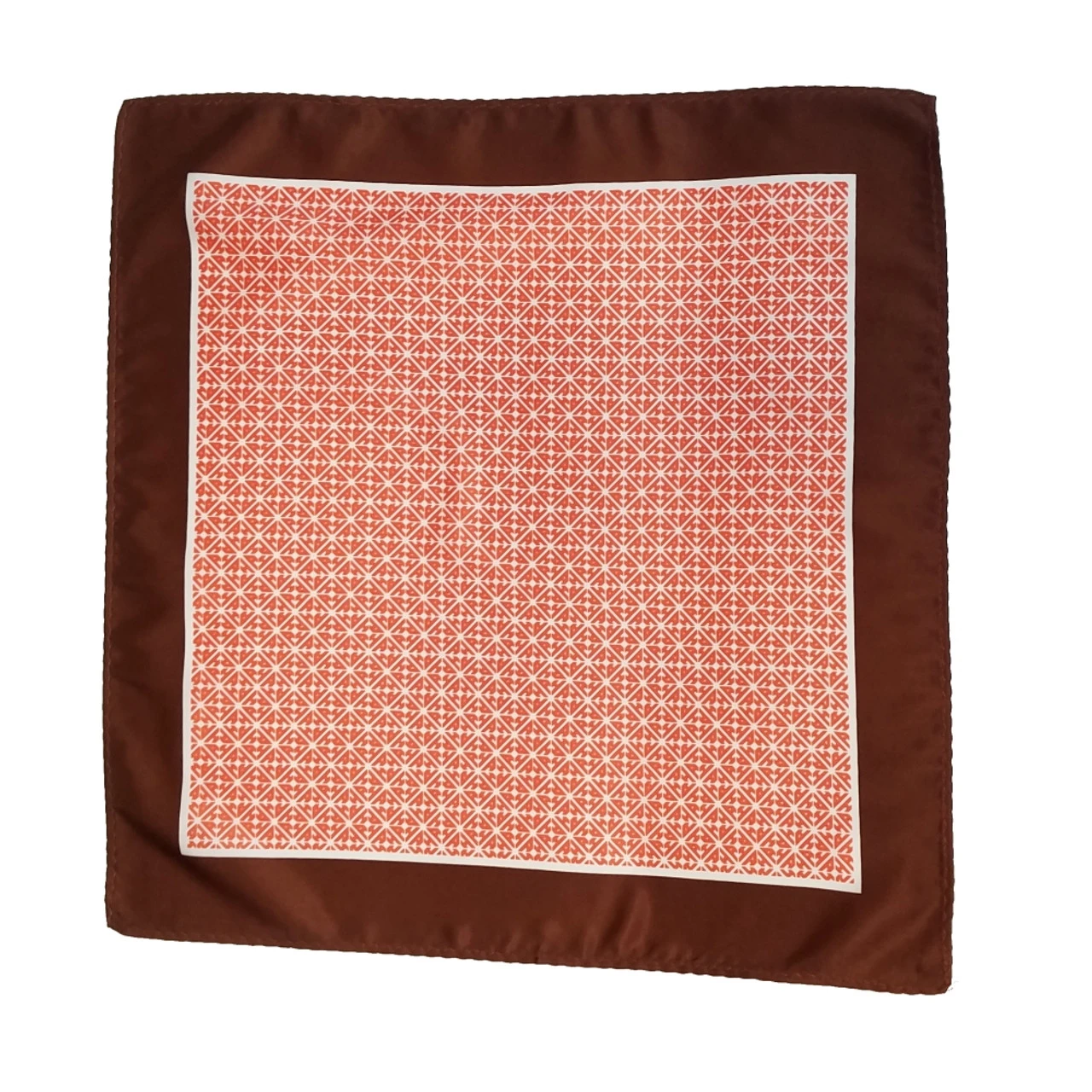 100% Silk Pocket Square - Bronze Brown & Salmon Diamond Design 12.5in 4 100% Silk Pocket Square - Bronze Brown & Salmon Diamond Design 12.5in - Image 4