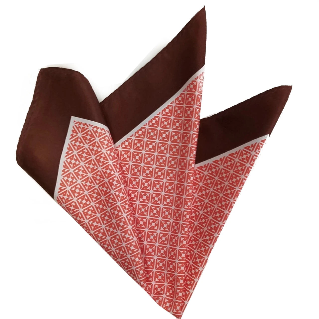 100% Silk Pocket Square - Bronze Brown & Salmon Diamond Design 12.5in 1 100% Silk Pocket Square - Bronze Brown & Salmon Diamond Design 12.5in