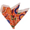 Silk Blend Pocket Square - Large Mod Orange Paisley Design 12.5 In