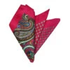 100% Silk Pocket Square -Hot Pink Paisley & Floral Design 12.5 X 12.5
