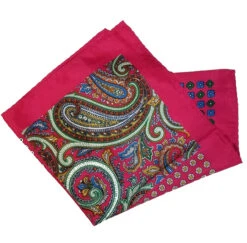 100% Silk Pocket Square -Hot Pink Paisley & Floral Design 12.5 X 12.5 -Suit Discount Store 04 3 79851.1606029224
