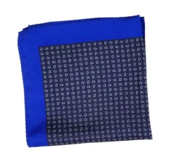 100% Silk Pocket Square - Navy & Royal Blue Petite Paisleys 12.5 X 12.5
