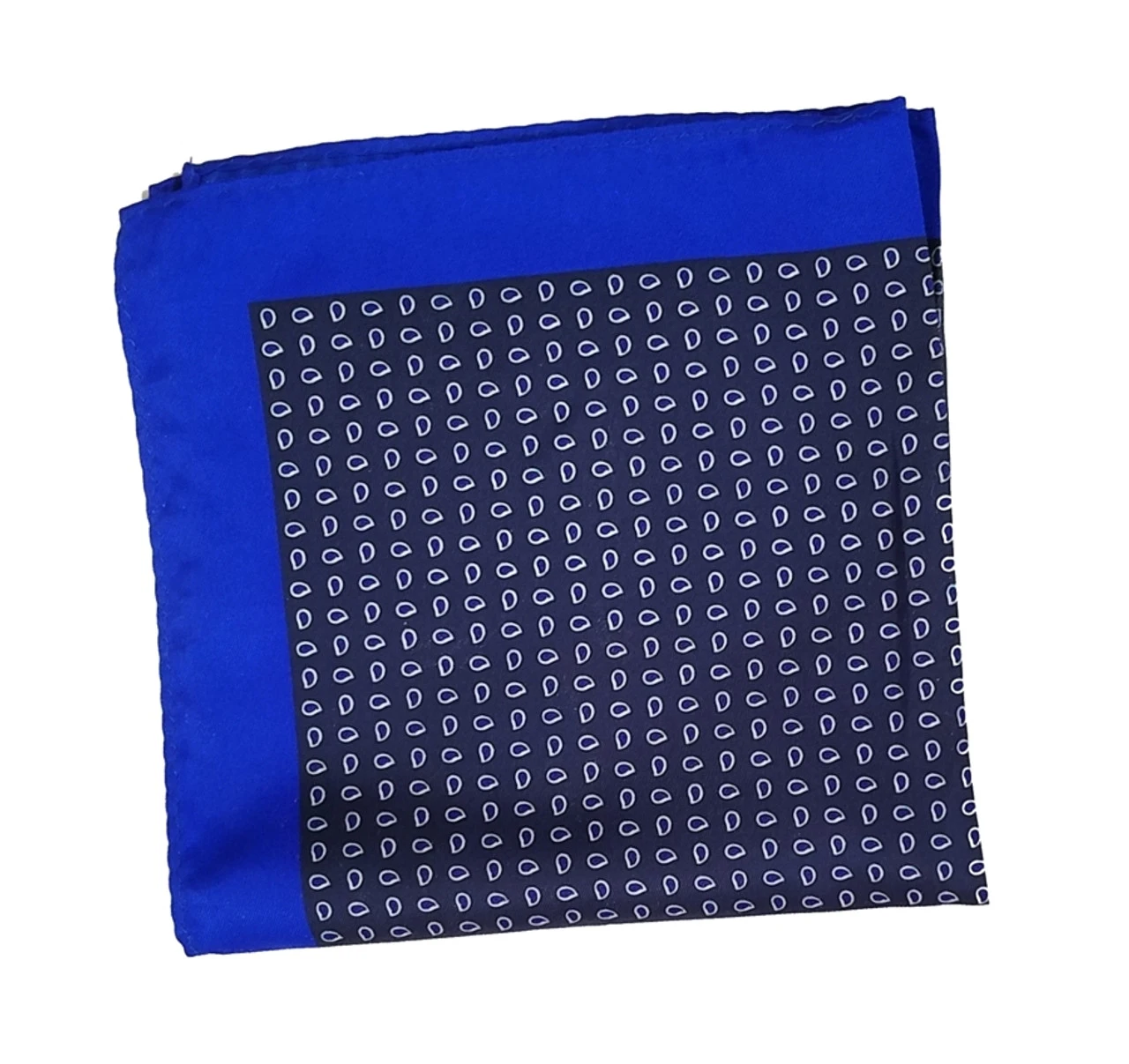 100% Silk Pocket Square - Navy & Royal Blue Petite Paisleys 12.5 X 12.5 1 100% Silk Pocket Square - Navy & Royal Blue Petite Paisleys 12.5 X 12.5