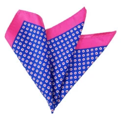 100% Silk Pocket Square - Royal Blue & Hot Pink Polka Dot 12.5in X 12.5in -Suit Discount Store 043 3 20873.1606901647