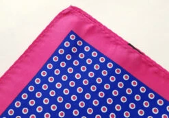 100% Silk Pocket Square - Royal Blue & Hot Pink Polka Dot 12.5in X 12.5in -Suit Discount Store 043 4 96493.1606901647