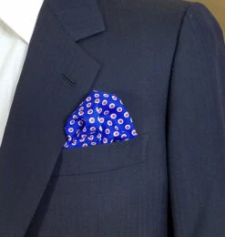 100% Silk Pocket Square - Royal Blue & Hot Pink Polka Dot 12.5in X 12.5in -Suit Discount Store 043 6 35891.1606901647
