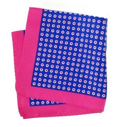 100% Silk Pocket Square - Royal Blue & Hot Pink Polka Dot 12.5in X 12.5in -Suit Discount Store 043 57773.1606901648