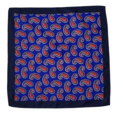 100% Silk Pocket Square - Royal Blue With Big Red Paisleys 12.5 X 12.5 7 100% Silk Pocket Square - Royal Blue With Big Red Paisleys 12.5 X 12.5 -Suit Discount Store 16 02 40191.1603481803