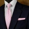 Antonia Silk Tie W/Pocket Square - Pink & White Petite Plaid