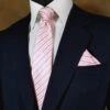 Luciano Ferritti Silk Tie W/Pocket Square - Pink & Peach Stripes
