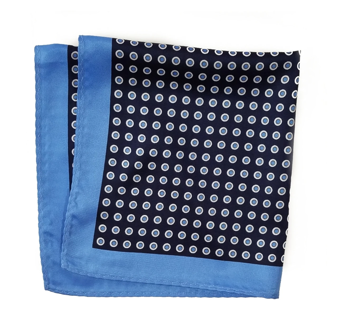 100% Silk Pocket Square - Baby Blue & Navy Polka Dot 12.5in X 12.5in 1 100% Silk Pocket Square - Baby Blue & Navy Polka Dot 12.5in X 12.5in