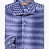 Gitman Bros. 100% Blue Gingham Cotton Wide Spread Collar Dress Shirt