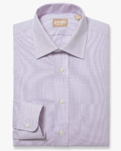 Gitman Bros. 100% Cotton Lavender Mini Check Dress Shirt