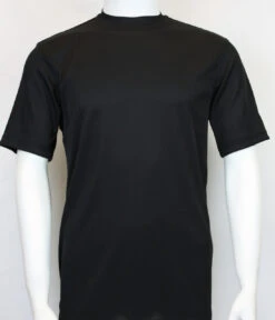 Bassiri Short Sleeve Mock Neck Ribbed Jersey Knit Tee - Black
