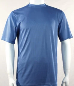 Bassiri Short Sleeve Mock Neck Ribbed Jersey Knit Tee - Blue