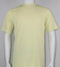 Bassiri Short Sleeve Mock Neck Ribbed Jersey Knit Tee - Light Yellow