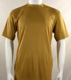 Bassiri Short Sleeve Mock Neck Ribbed Jersey Knit Tee - Gold