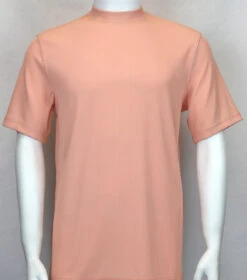 Bassiri Short Sleeve Mock Neck Ribbed Jersey Knit Tee - Peach