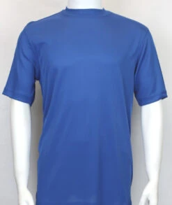 Bassiri Short Sleeve Mock Neck Ribbed Jersey Knit Tee - Royal Blue