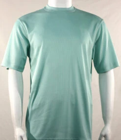 Bassiri Short Sleeve Mock Neck Ribbed Jersey Knit Tee - Sea Green