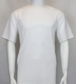 Bassiri Short Sleeve Mock Neck Ribbed Jersey Knit Tee - White