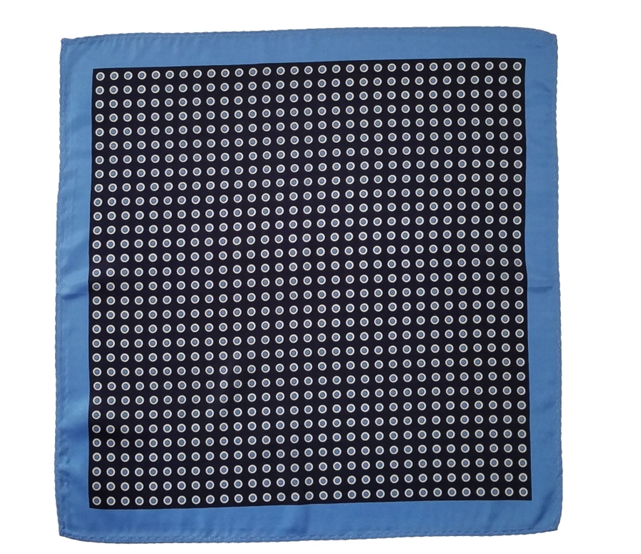 100% Silk Pocket Square - Baby Blue & Navy Polka Dot 12.5in X 12.5in 3 100% Silk Pocket Square - Baby Blue & Navy Polka Dot 12.5in X 12.5in - Image 3