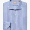 Gitman Bros. 100% Blue Bengal Stripe Cotton Wide Spread Collar Dress Shirt