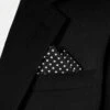 Small White Dots On Black 100% Cotton Pre-Folded Pocket Square Handkerchief Insert - 2 Point