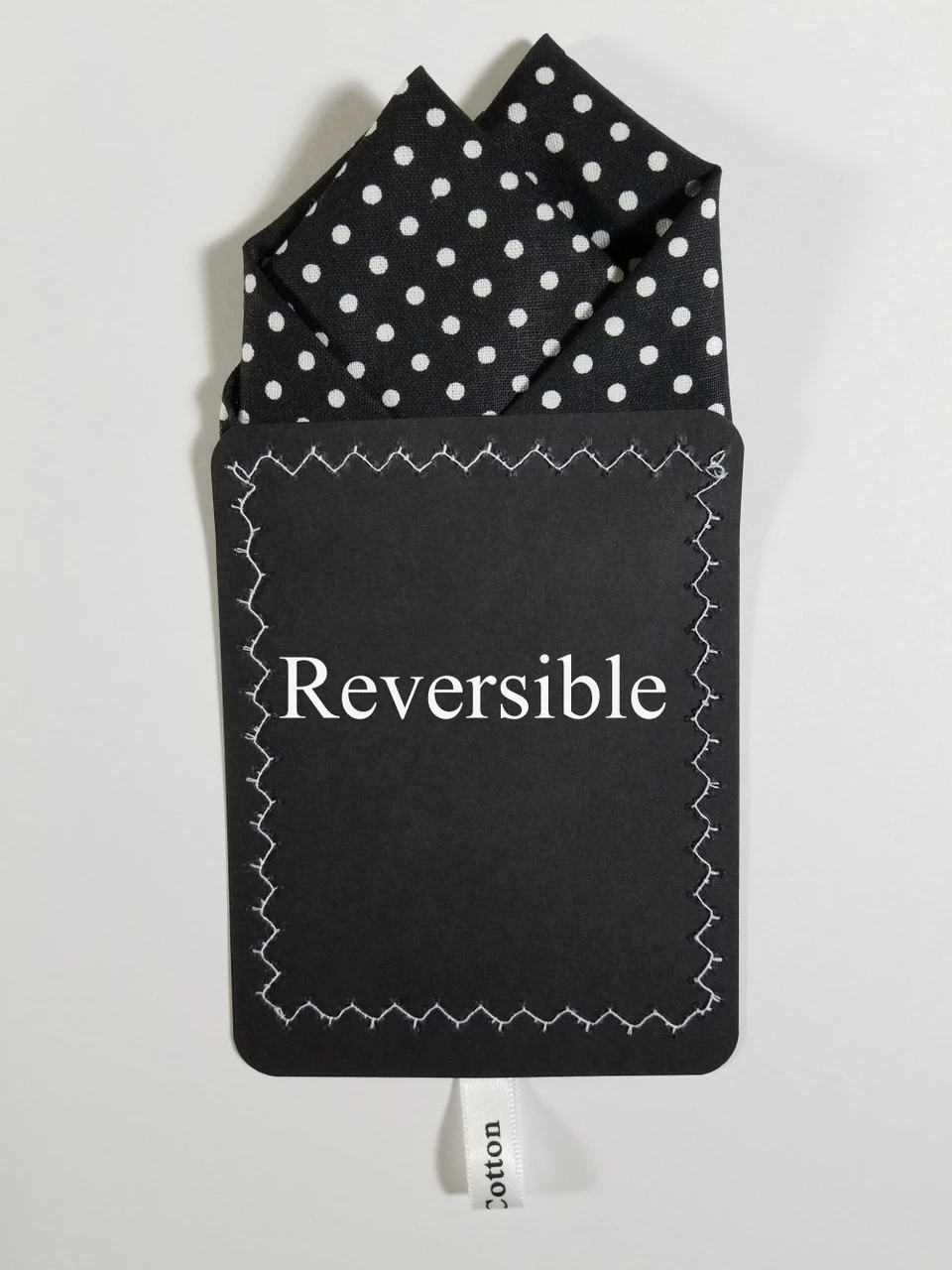 Small White Dots On Black 100% Cotton Pre-Folded Pocket Square Handkerchief Insert - 2 Point 4 Small White Dots On Black 100% Cotton Pre-Folded Pocket Square Handkerchief Insert - 2 Point - Image 4
