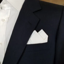 100% Cotton Pre-Folded Pocket Square Handkerchief Insert - Blue On White -Suit Discount Store 2pt ltblue white3 06071.1650125521