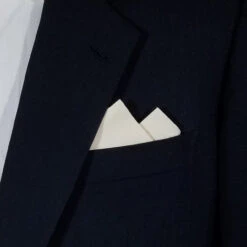 100% Ivory Cotton Pre-Folded Pocket Square Handkerchief Insert - 2 Point