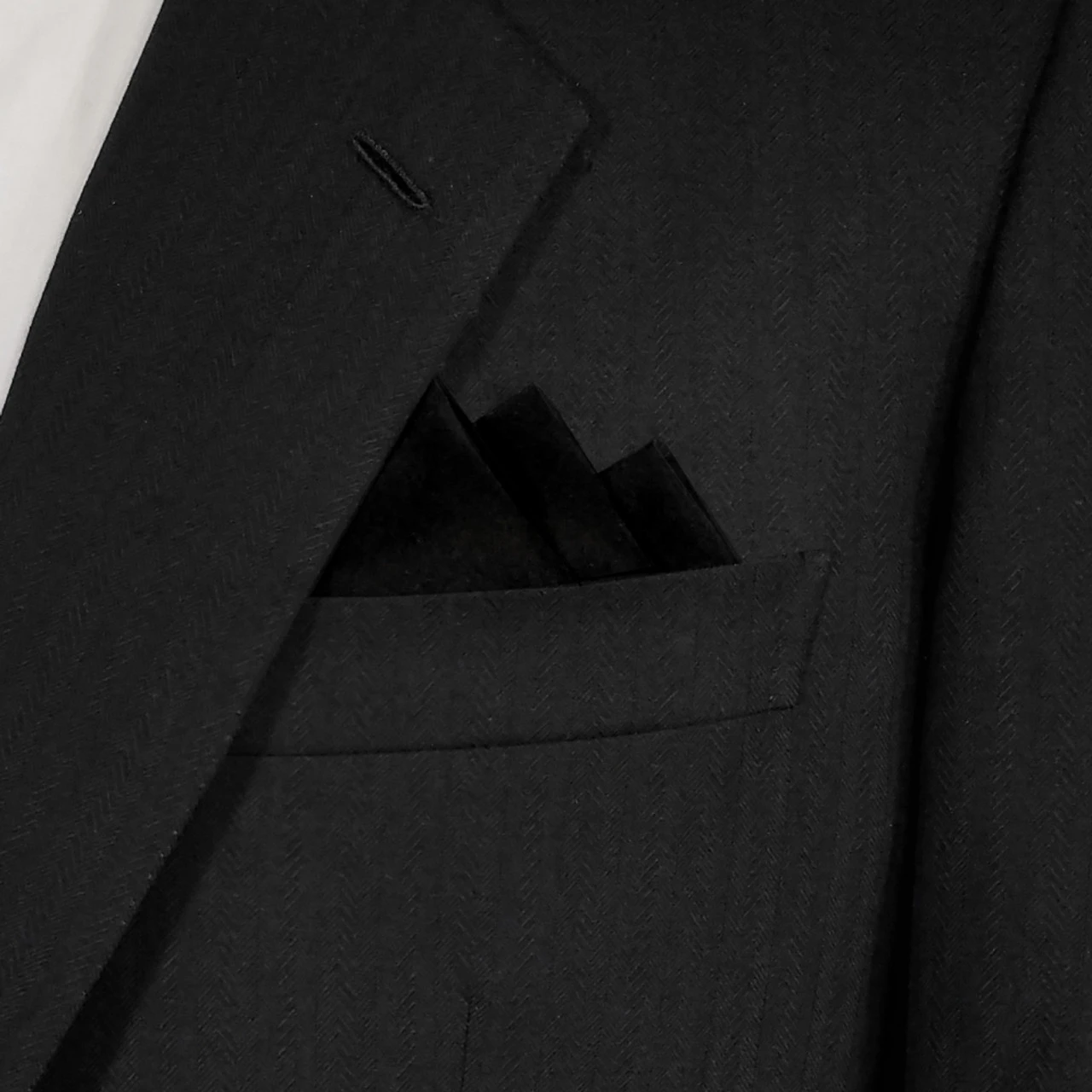 Black 100% Silk Pre-Folded Pocket Square Handkerchief Insert 1 Black 100% Silk Pre-Folded Pocket Square Handkerchief Insert