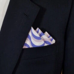 Periwinkle Blue Swirl 100% Cotton Pre-Folded Pocket Square Handkerchief Insert
