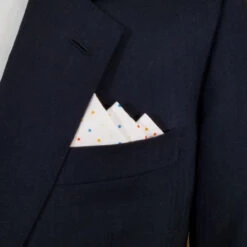 White Mini- Dots 100% Cotton Pre-Folded Pocket Square Handkerchief Insert -Suit Discount Store 3pt white multi dot AA 84759.1683322908