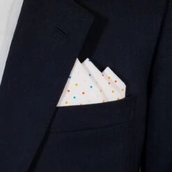 White Mini- Dots 100% Cotton Pre-Folded Pocket Square Handkerchief Insert