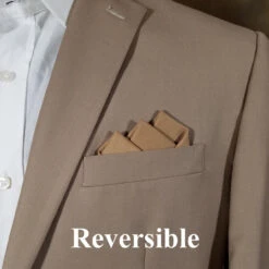 Golden Tan Silk With Cotton Pre-Folded Pocket Square Handkerchief Insert -Suit Discount Store 3pt Tan Cotton Silk 2 40655.1677013978