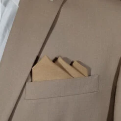 Golden Tan Silk With Cotton Pre-Folded Pocket Square Handkerchief Insert -Suit Discount Store 3pt Tan Cotton Silk A 64251.1677013956
