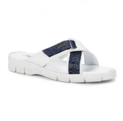 Mauri Genuine Ostrich And Frog White Sandal