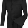 Lucci Banded Collar Fashion Suit - Black